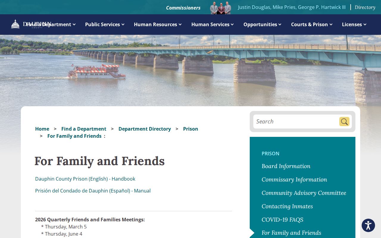 Dauphin County Prison handbook and release property information